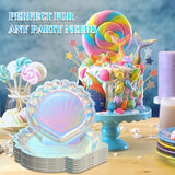 96 Pcs Mermaid Paper Plates Seashell Plates Party Supplies 9 Inch