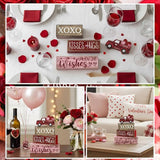 4 Pcs Valentine's Day Table Decoration Wooden Heart Truck Decor