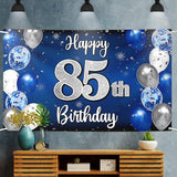 Happy 85th Birthday Decorations 85th Blue & Silver Balloon Large