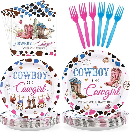 96Pcs Western Gender Reveal Decorations Cowboy or Cowgirl Gender