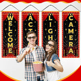 4 Pcs Movie Night Porch Banner Movie Themed Party Decorations