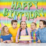 Pastel Rainbow Foil Fringe Curtain Streamers Party Backdrop Foil