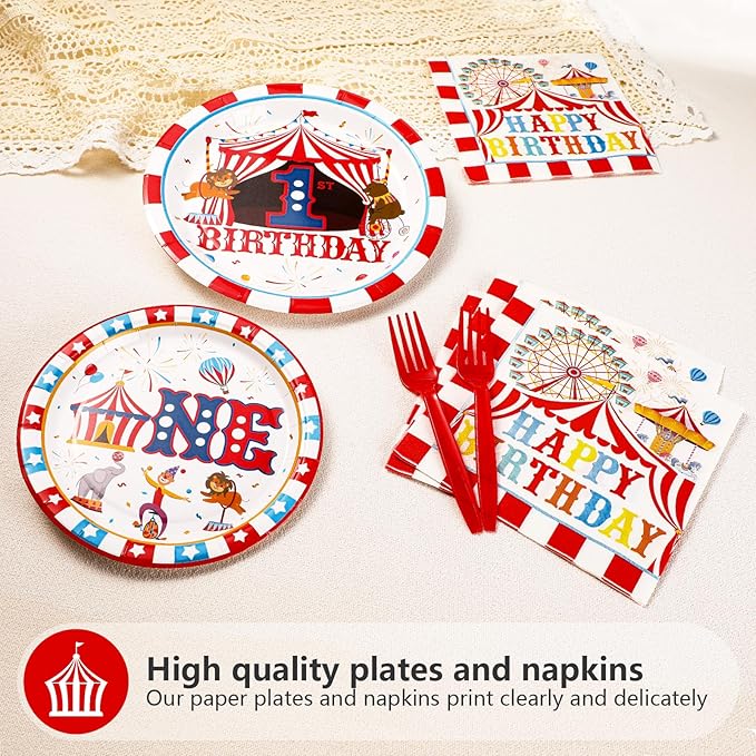 96Pcs Carnival 1st Birthday Party Decorations Carnival Circus First