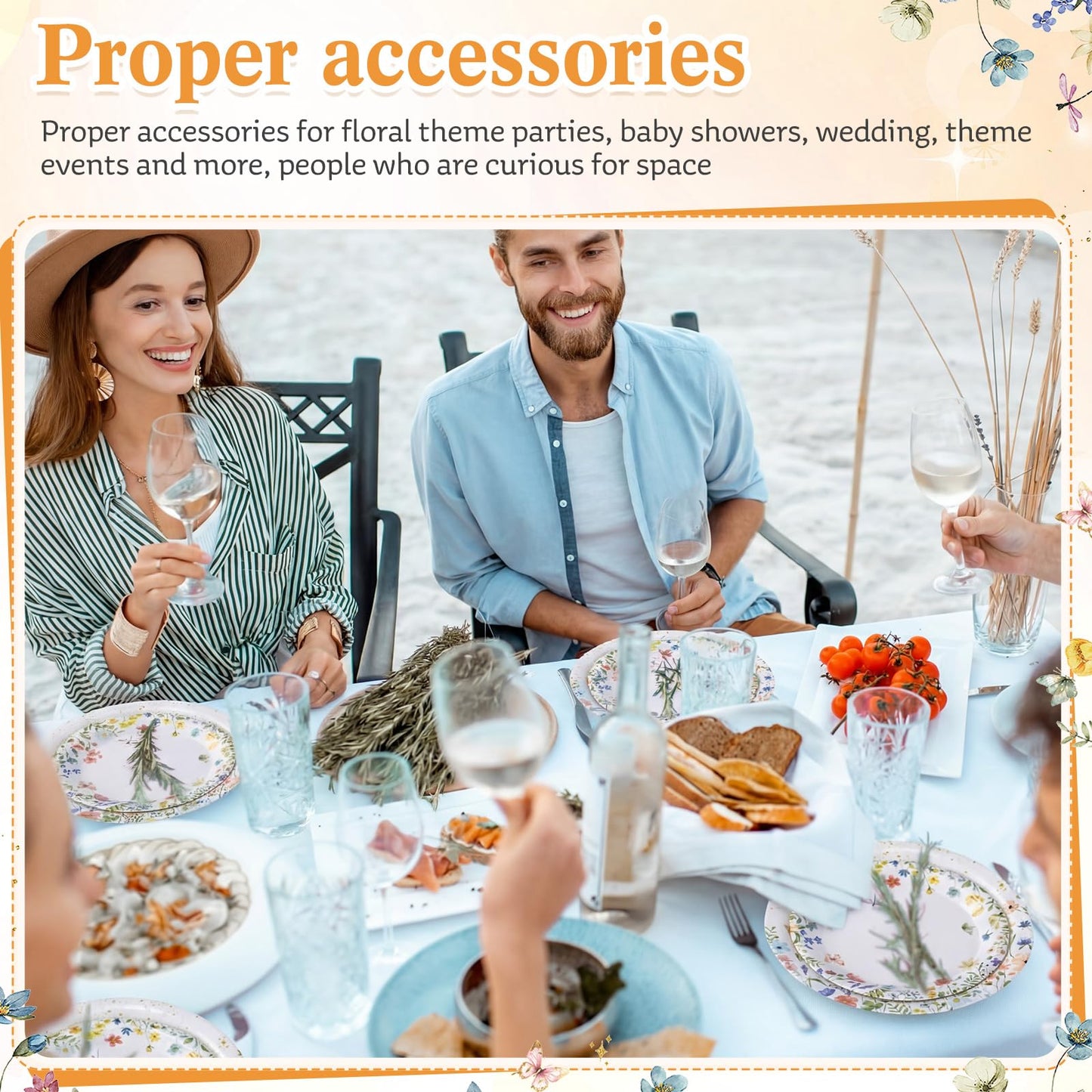 Mumufy 100 Pack Floral Paper Plates 9" & 7" Disposable Wildflower