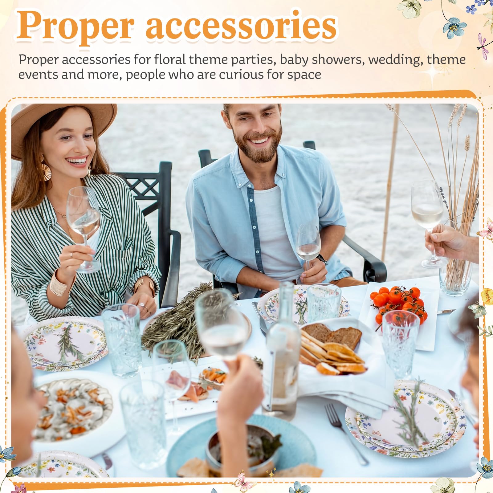Mumufy 100 Pack Floral Paper Plates 9" & 7" Disposable Wildflower