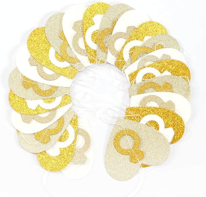 Engagement Bachelorette Party-Decorations White-Gold Garland - 52Ft