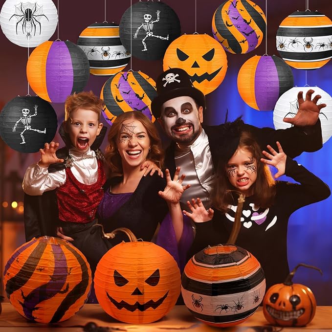 Halloween Party Decorations Black Orange Purple Hanging Spider Bat