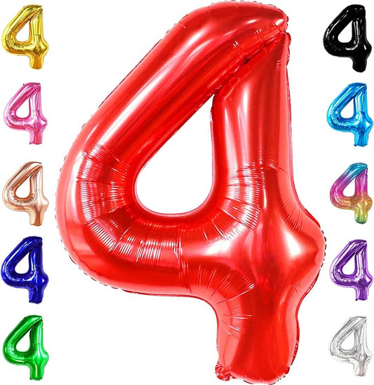 KatchOn, Giant Red Number 4 Balloons for Birthdays - 40 Inch | Red 4