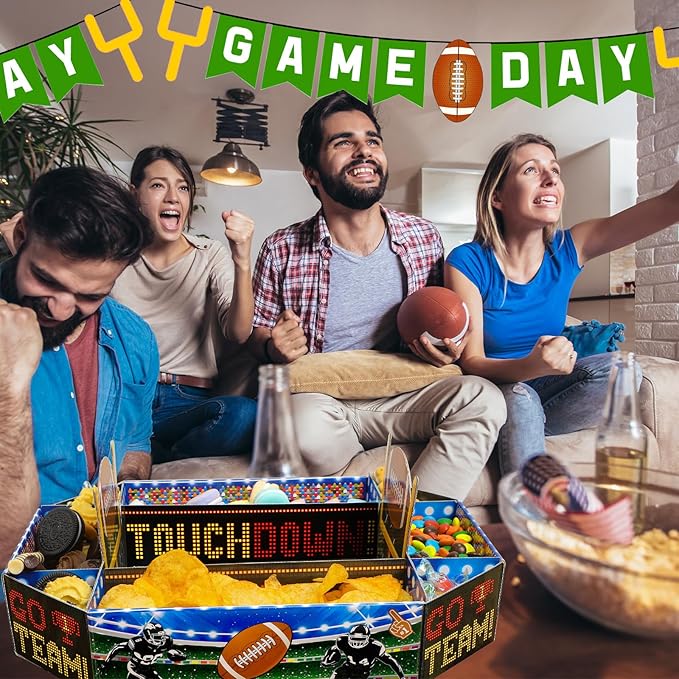 2 Pcs Football Food Serving Tray Football Party Supplies Kits Large