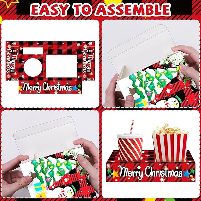 50Pcs Christmas Party Supplies Movie Night Paper Snacks Boxes Xmas