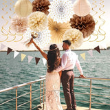 Boho Baby Shower White Brown Champagne Fall Party Decorations 33pcs