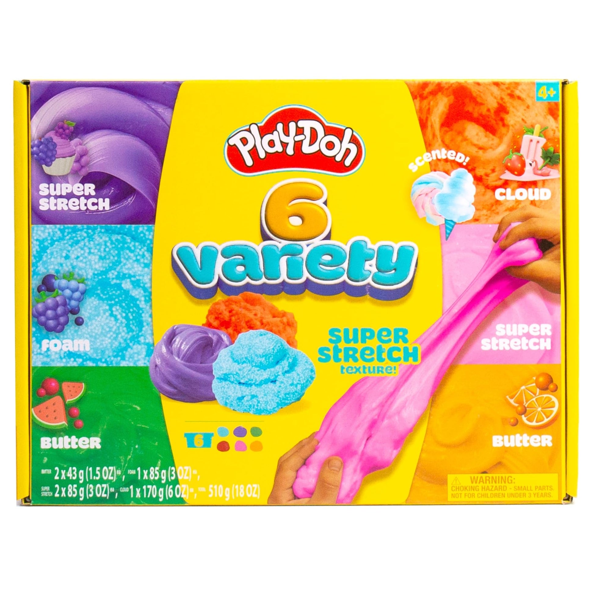 Play-Doh Scented Slime Variety Pack, 6-Pack Variety, Super Stretch,