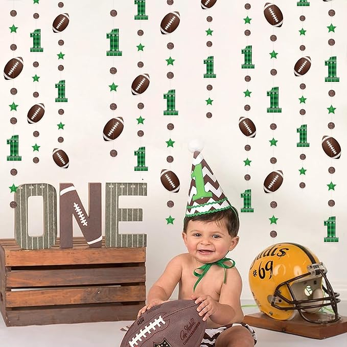 Football 1st Birthday Party Decorations Glitter Star Circle Dot
