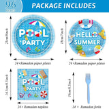 96 Pieces Pool Party Tableware Set for Summer Beach Table