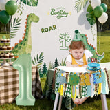 Dinosaur Highchair Banner for First Birthday Party Decorations Green