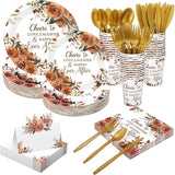 410 Pcs Terracotta Floral Wedding Decorations Fall Paper Plates and