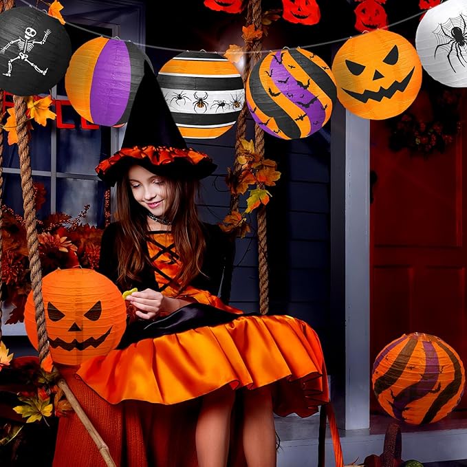 Halloween Party Decorations Black Orange Purple Hanging Spider Bat