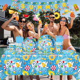 Pool Party Decoration 143Pcs Summer Tableware Pool Hello Summer