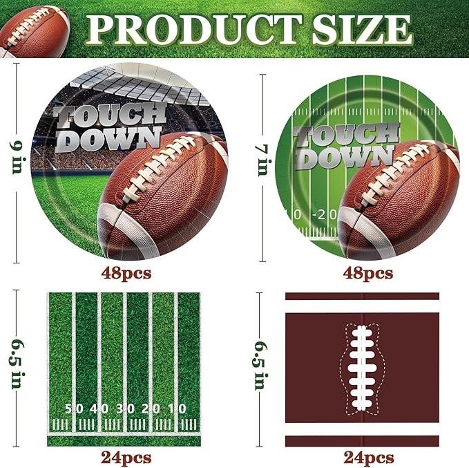 2026 Football Party Decorations 144 Pcs Football Party Supplies Kit