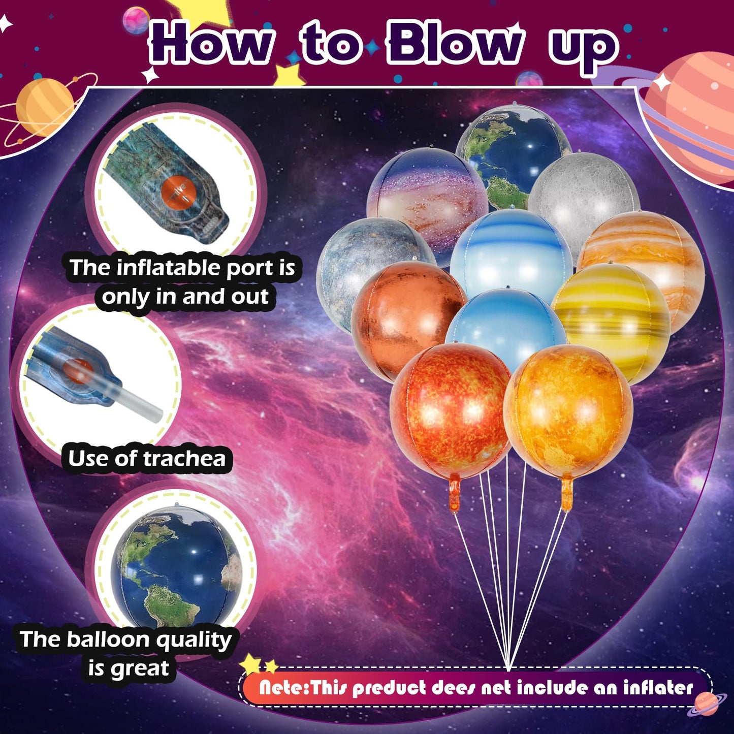16 Pcs Galaxy Space Balloons, Outer Space Themed Party Decorations