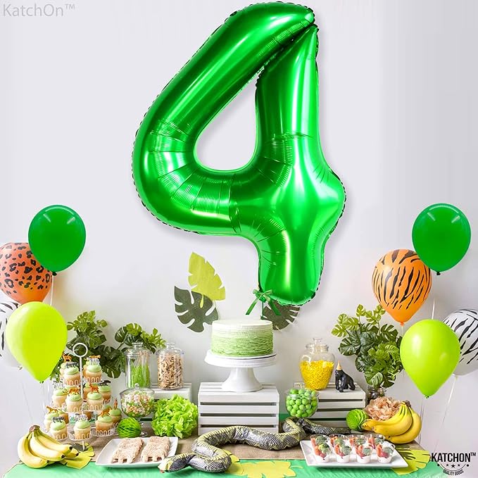 KatchOn, Dark Green Number 4 Balloons - 40 Inch | 4 balloon Green for