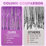 Voircoloria 3 Pack 3.3 x 8.2 ft Laser Purple Foil Fringe Backdrop