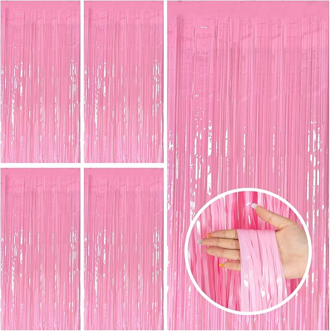 5 Pack Pink Tinsel Curtain Foil Fringe Birthday Graduation Party