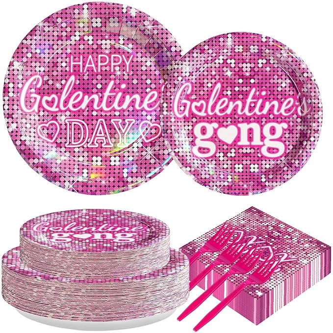 200Pcs Galentine's Day Party Supplies Happy Valentine Hot Pink