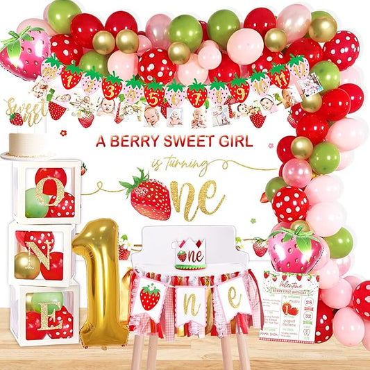 Strawberry 1st Birthday Decorations Party Supplies Strawberry Sweet