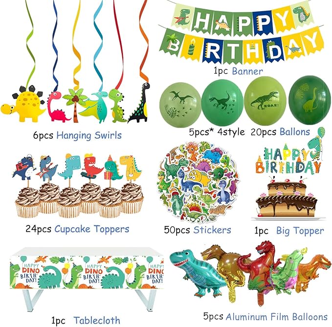 Dinosaur Birthday Decorations 104 Piece Dinosaur Party Decorations