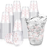Yuxung 50 Pcs Pink Bow Snack Cups 12 oz Bow Plastic Cups Lovely