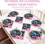 50 Guests Burnouts or Bows Gender Reveal Plates and Napkins Party