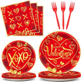 96 Pcs Valentine's Day Party Plates and Napkins Party Supplies