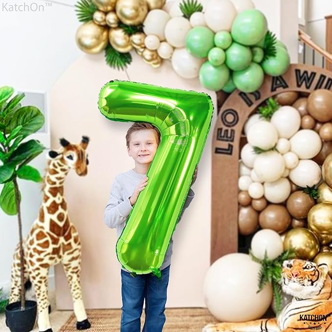 KatchOn, Giant Light Green Number 7 Balloon - 40 Inch | 7th Birthday