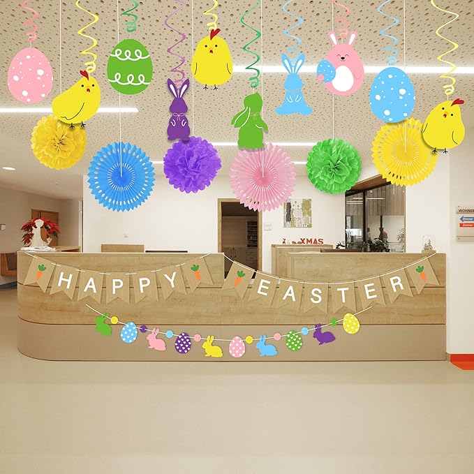 Easter Animal Party Decorations Set for Home Happy Easter Banner Egg