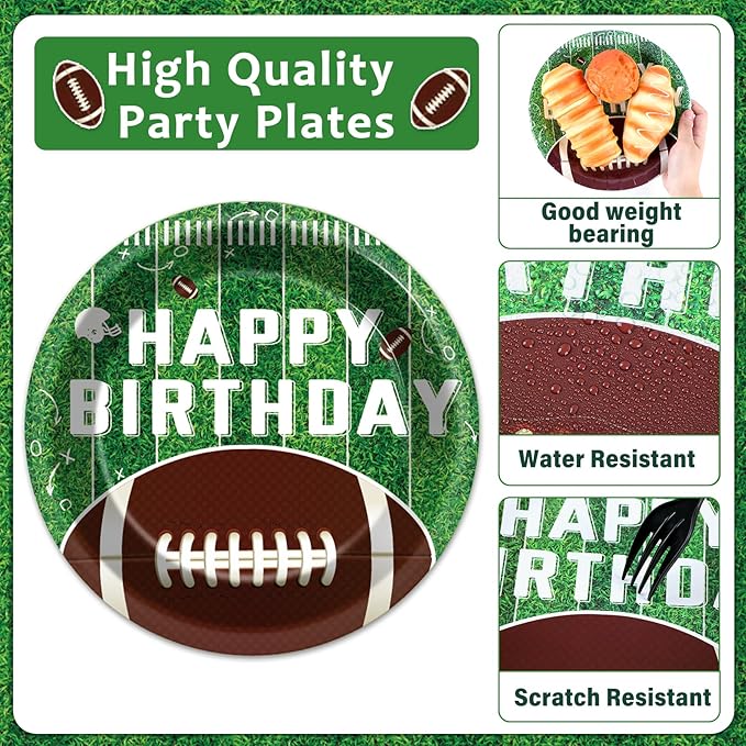 100 Pcs Football Party Supplies Set Football Birthday Plates and