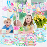 Easter Party Decorations Set Bunny Easter Party Supplies with Banner