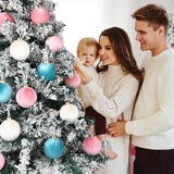 Velvet Christmas Ornaments Balls for Tree - 15pcs Pink & Teal