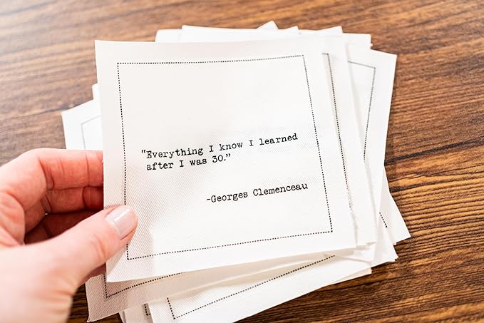 Five Star Funny 30th Birthday Quotes | White Cotton Cocktail Napkins