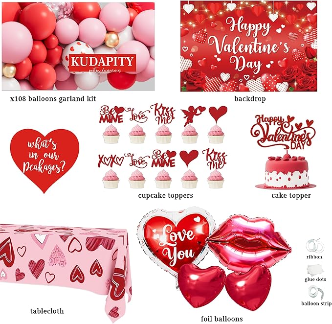 Valentine's Day Party Decorations Red Heart Romantic Love Happy