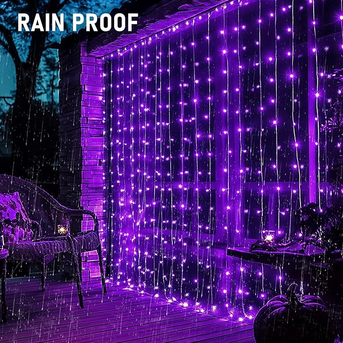 Dazzle Bright 300 LED Christmas Curtain String Lights Halloween