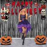 Foil Fringe Curtain Halloweens Party Decorations - Pure Black Tinsel