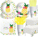 Pineapple Party Decorations Tableware Summer Hawaiian Luau Theme