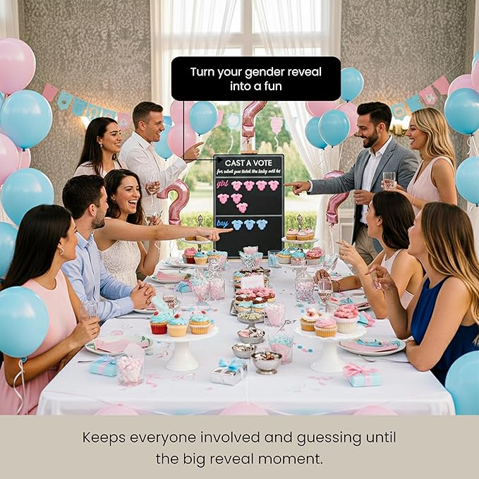 Gender Reveal Voting Board Game Set with 144 Stickers Cast Your Vote