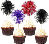 Gyufise 30Pcs Foil Firework Cupcake Toppers Sparkle Tinsel Cake #27