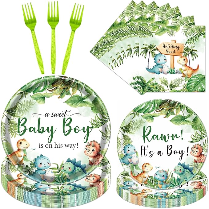 Dinosaur Baby Shower Decorations for Boys 96PCS Rawr Its a Boy Party