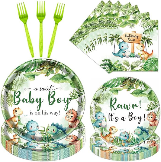 Dinosaur Baby Shower Decorations for Boys 96PCS Rawr Its a Boy Party