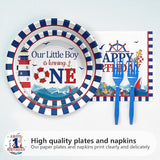 96Pcs Nautical Anchor Party Supplies Navy Anchor 1st Birthday Plates