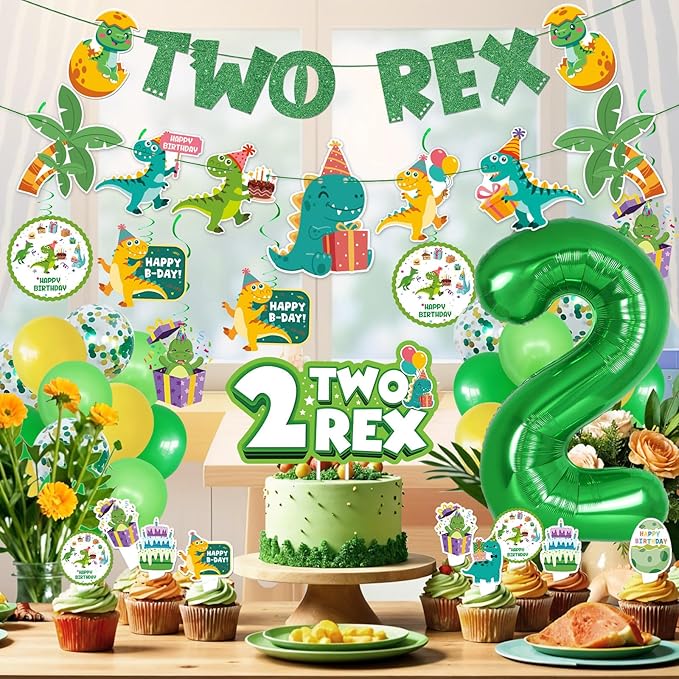 Two Rex Birthday Decorations Dinosaur 2nd Birthday Decorations Boy