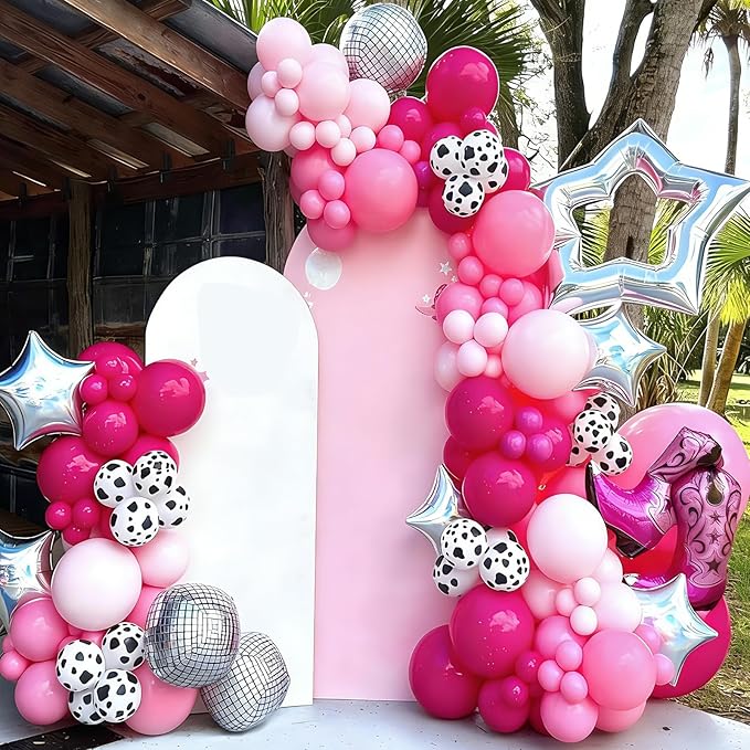 YMSZ Pink and Cow Print Balloons, 67pcs 12 Inch Cowgirl Balloons,